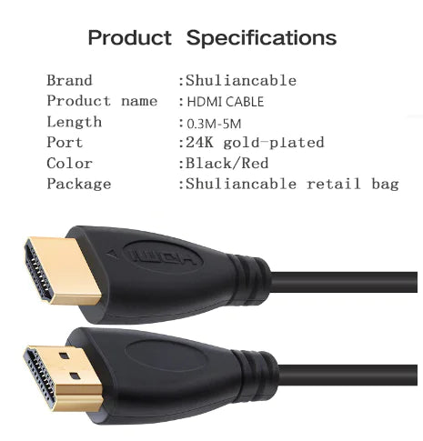 HDMI Cable 1.4 Version 3D for TV Connection 1m
