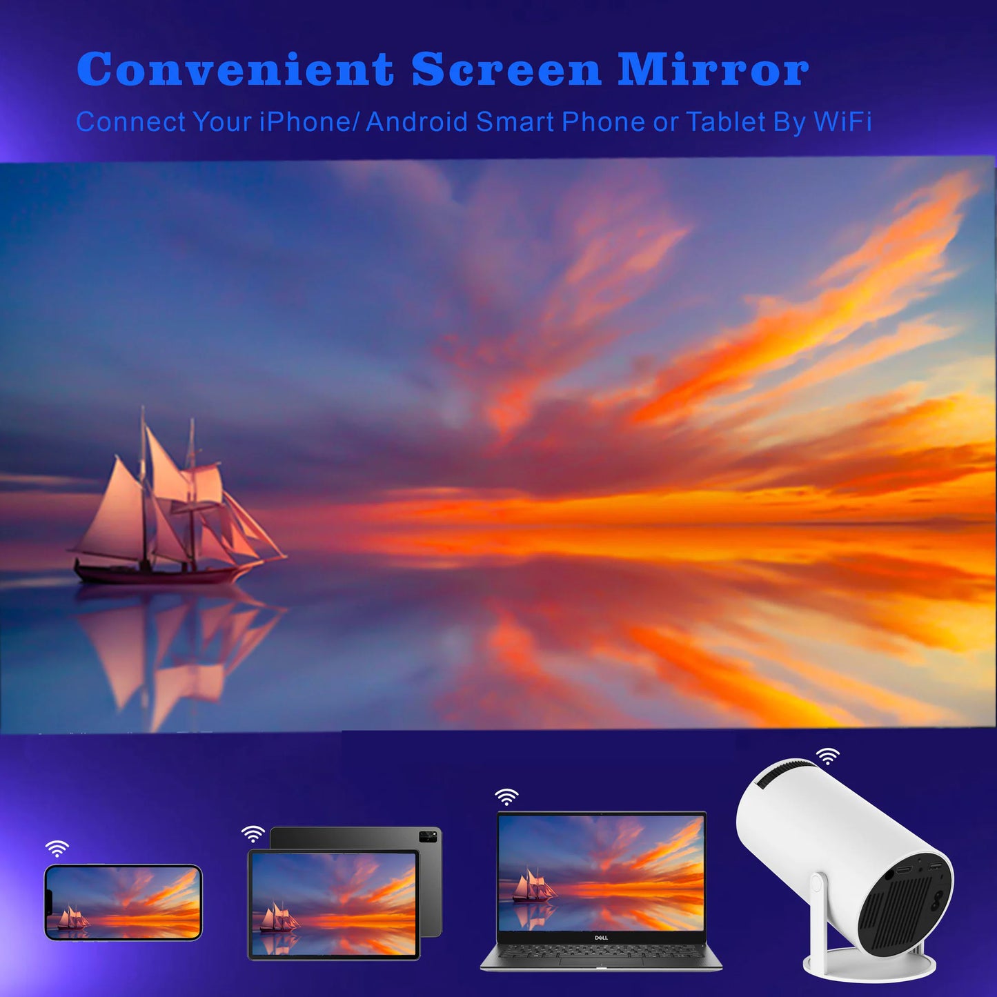 HY300Pro 4K Portable Home Projector