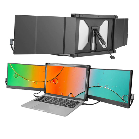 JoyReal Triple Monitor for 13-16 Laptop 12 Laptop Monitor Extender FHD 1080P Monitor USB/Type-C/HDMI for MacBookWindows LaptopChromebook