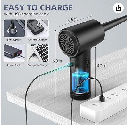 ZARIMI Compressed air Duster - Keyboard Cleaner for Office no Canned Reusable Good Replacement Can Electric 91000RPM Cordless air Duster pc 7600mAh -pc Cleaning-air Blower-car Duster