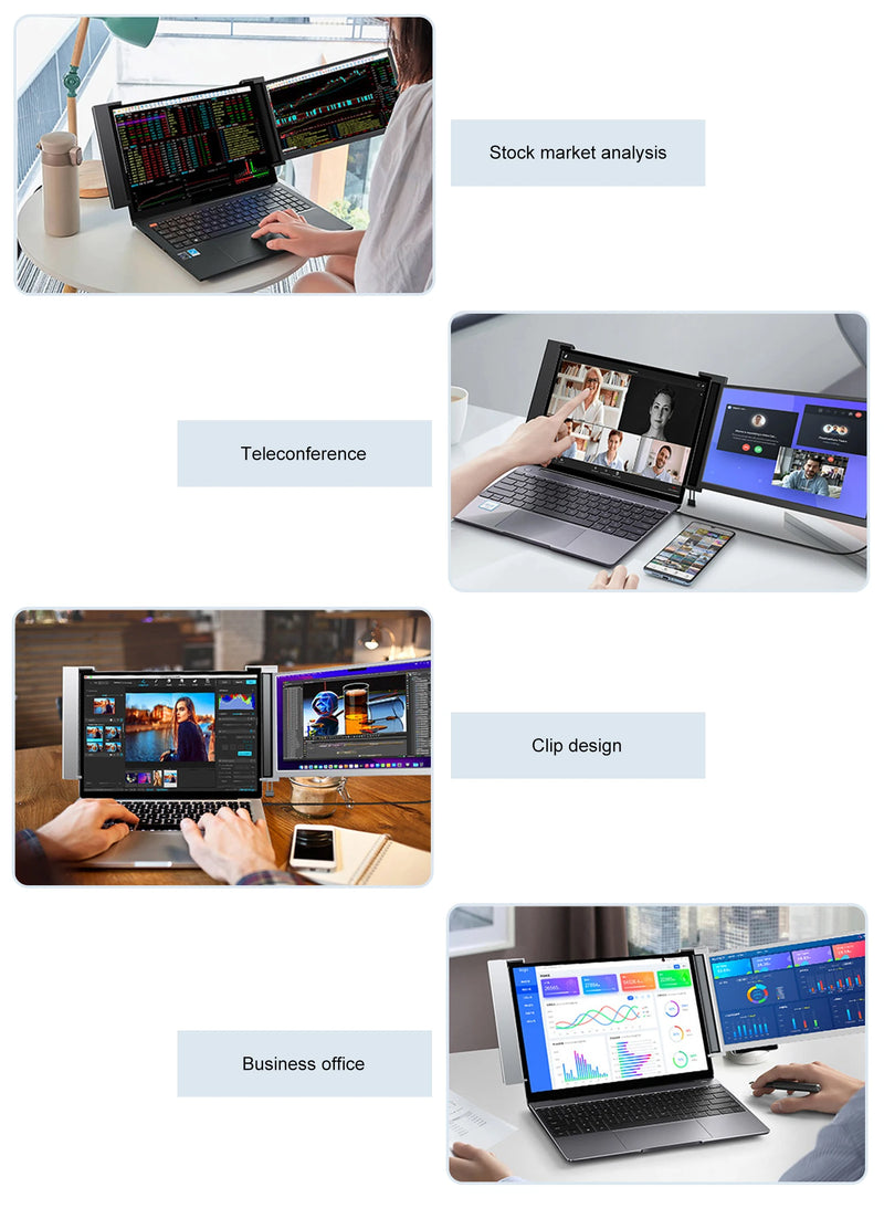 KYY Triple Portable Monitor for Laptop 14 FHD 1080P USB-C Laptop Screen Extender IPS Computer Display Dual Monitor for Triple Screen Portable Monitor for 12"-16" Laptop X90A (Mac Wins Android)