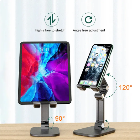 Three Sections Foldable Desk Mobile Phone Holder For iPhone iPad Tablet Flexible Table Desktop Adjustable Cell Smart