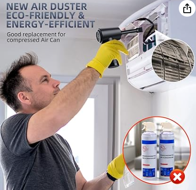 ZARIMI Compressed air Duster - Keyboard Cleaner for Office no Canned Reusable Good Replacement Can Electric 91000RPM Cordless air Duster pc 7600mAh -pc Cleaning-air Blower-car Duster