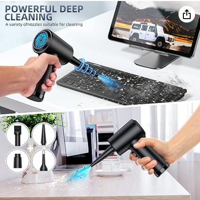 ZARIMI Compressed air Duster - Keyboard Cleaner for Office no Canned Reusable Good Replacement Can Electric 91000RPM Cordless air Duster pc 7600mAh -pc Cleaning-air Blower-car Duster