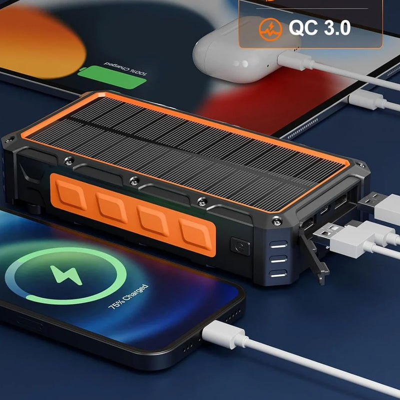 Portable Solar Hand-Crank Wireless Power Bank