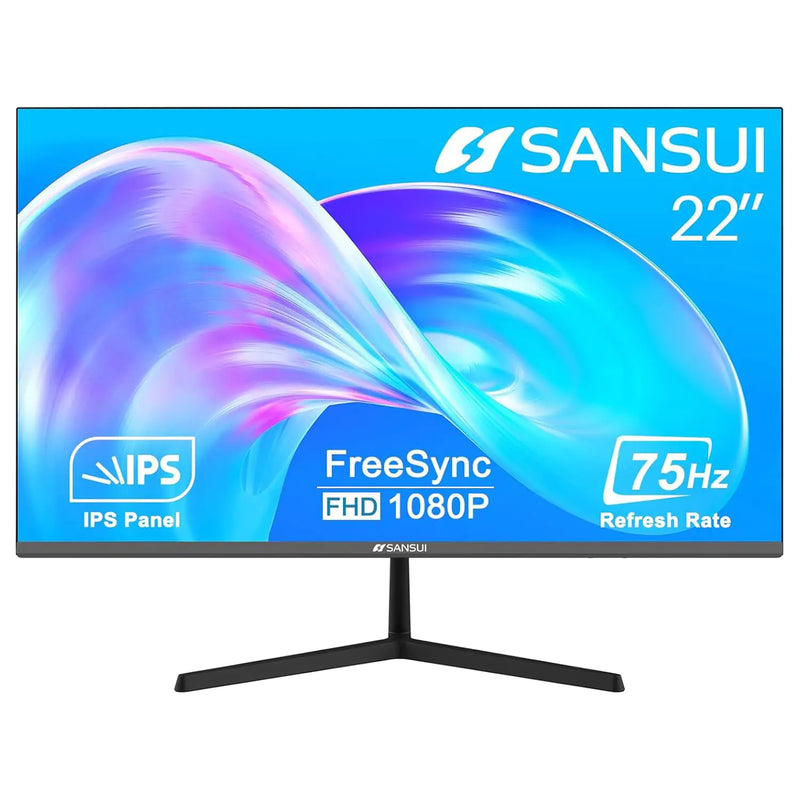 SANSUI Computer Monitor 22 inch Monitor IPS FHD 1080P PC Monitor 75Hz Monitors with HDMIVGA Ports Eye Care Desktop Monitor Ultra-Thin Tilt Adjustable VESA Mount (ES-22X3 HDMI Cable Included)