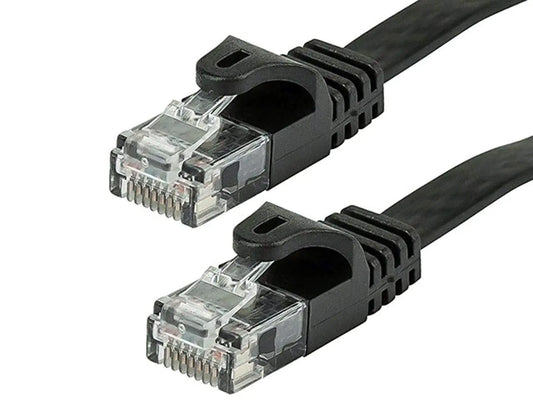 Monoprice Cat6 3ft Black Flat Patch Cable UTP 30AWG 550MHz Pure Bare Copper Snagless RJ45 Flexboot Series Ethernet Cable