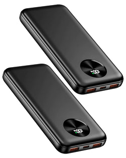 2-Pack 22.5W Fast Charging Power Bank 10000mAh USB C in&Out Portable Charger PD3.0 QC3.0 Battery Bank LED Display Battery Pack for iPhone 15 14 13 12 Samsung Google LG iPad AirPods and More