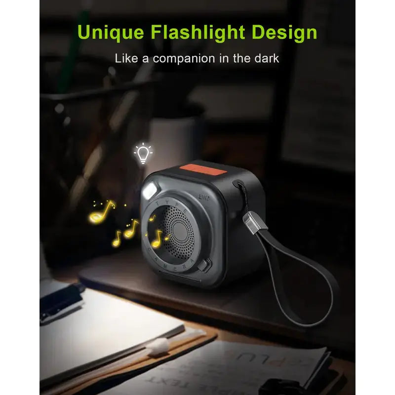 Compact Wireless Speaker with Stereo Sound & Flashlight